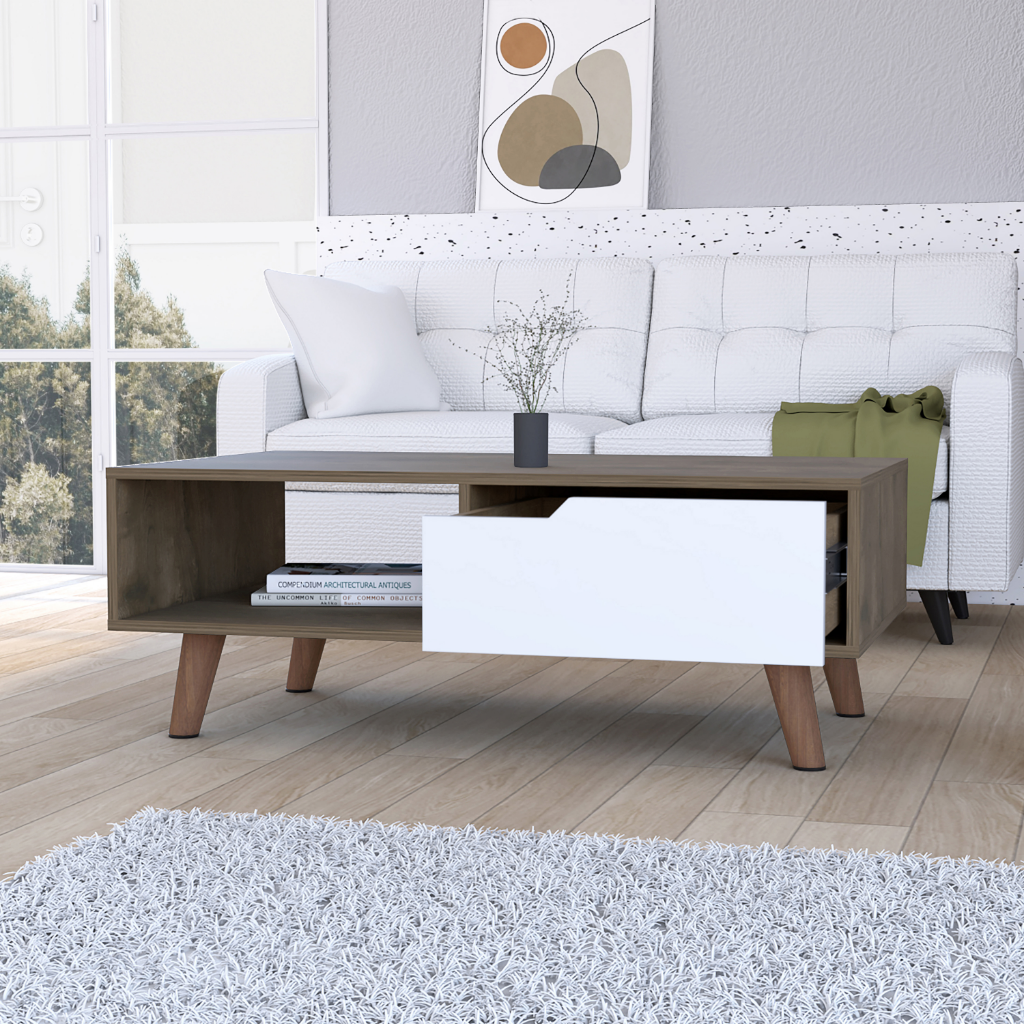 Hamburg Coffee Table 2.0 , One Open Shelf, One Drawer by FM FURNITURE