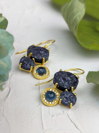 Raw Sapphire Cluster Earrings by Ash & Rose