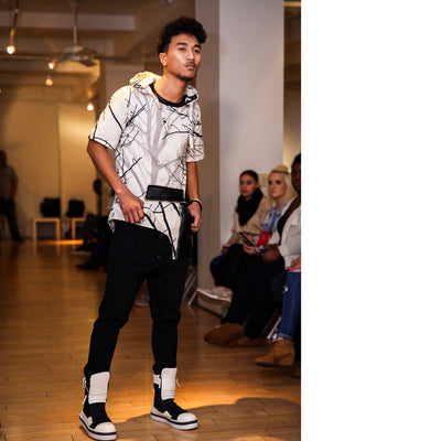 Black and White High top Sneaker by MUSICCI