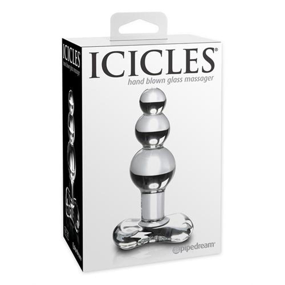 Pipedream "Icicles No 47" Clear Beaded Glass Butt Plug by Condomania