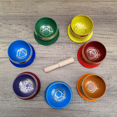 Colorful Nepal Tibetan Singing Bowl 7 Chakras Handmade Copper