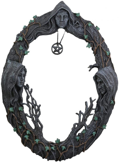 Sacred Moon Triple Goddess Mother Maiden Crone Wall Hanging Mirror