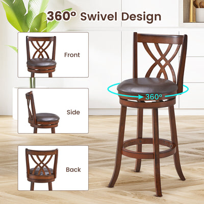 Costway Set of 4 Swivel Bar Stools with Rubber Wood Legs