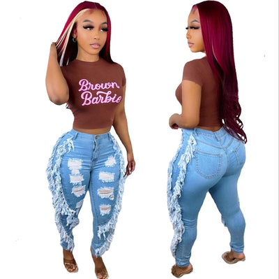 Echoine Ripped Hollow Out Skinny High Waist Jeans