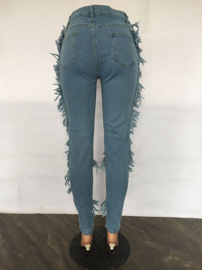 Echoine Ripped Hollow Out Skinny High Waist Jeans