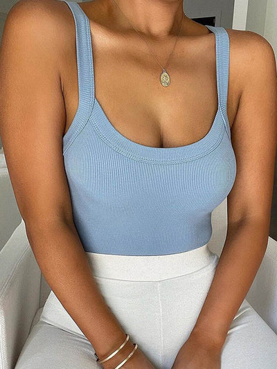 Ribbed Thick Strap Solid Bodysuit