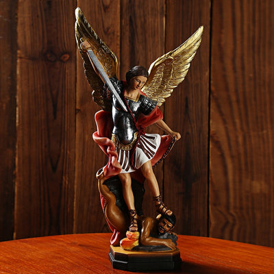 Archangel St. Michael Statue, Michael Archangel of Heaven Defeating Lucifer