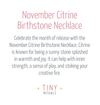 November Citrine Birthstone Necklace by Tiny Rituals