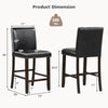 CostwaySet of 4 Bar Stools PVC Leather Counter Height (Black)