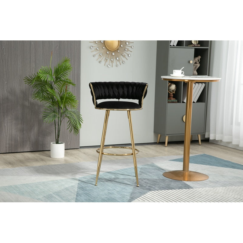 Bar Stool with Chrome Footrest and Base, Swivel, Height Adjustable