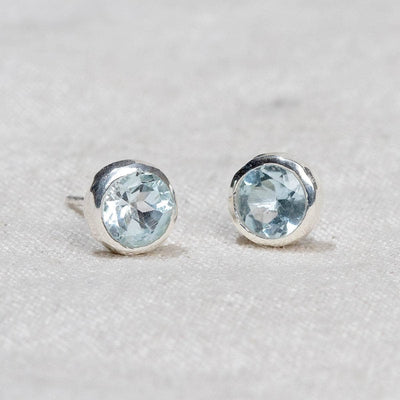 Blue Topaz Silver Stud Earrings by Tiny Rituals