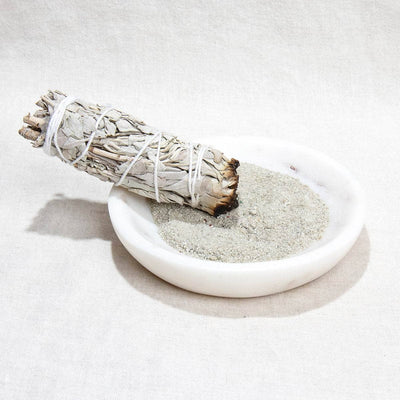 White Marble Smudge Bowl Kit by Tiny Rituals