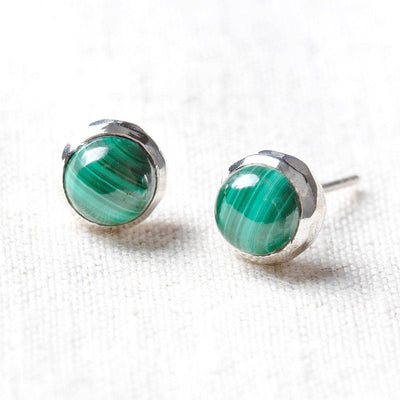 Malachite Silver Stud Earrings by Tiny Rituals