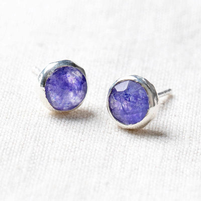 Blue Sapphire Silver Stud Earrings by Tiny Rituals