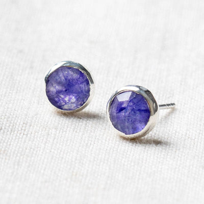 Blue Sapphire Silver Stud Earrings by Tiny Rituals