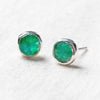 Emerald Silver Stud Earrings by Tiny Rituals