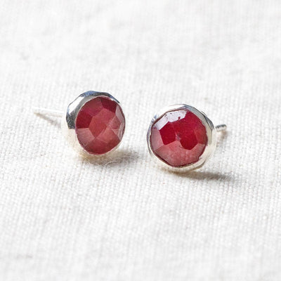 Ruby Silver Stud Earrings by Tiny Rituals