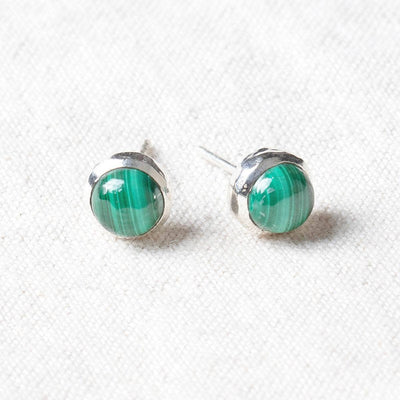 Malachite Silver Stud Earrings by Tiny Rituals