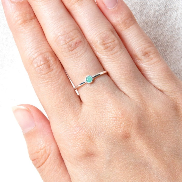 Emerald Silver Ring by Tiny Rituals