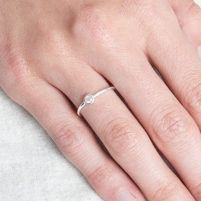Rose Quartz Silver Ring by Tiny Rituals