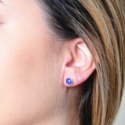 Blue Sapphire Silver Stud Earrings by Tiny Rituals
