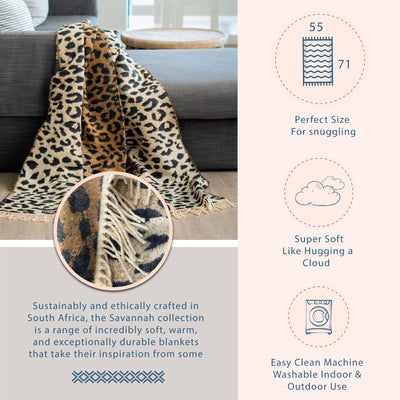 African Leopard Print Throw and Blanket by Thula Tula