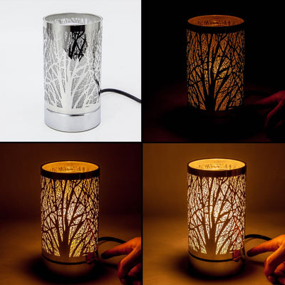 7" Touch lamp/Oil burner/Wax warmer-Silver Mountain Scene by Peterson Housewares & Artwares