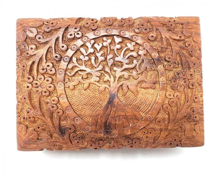 Tree of Life Hand Carved Wood Box 5