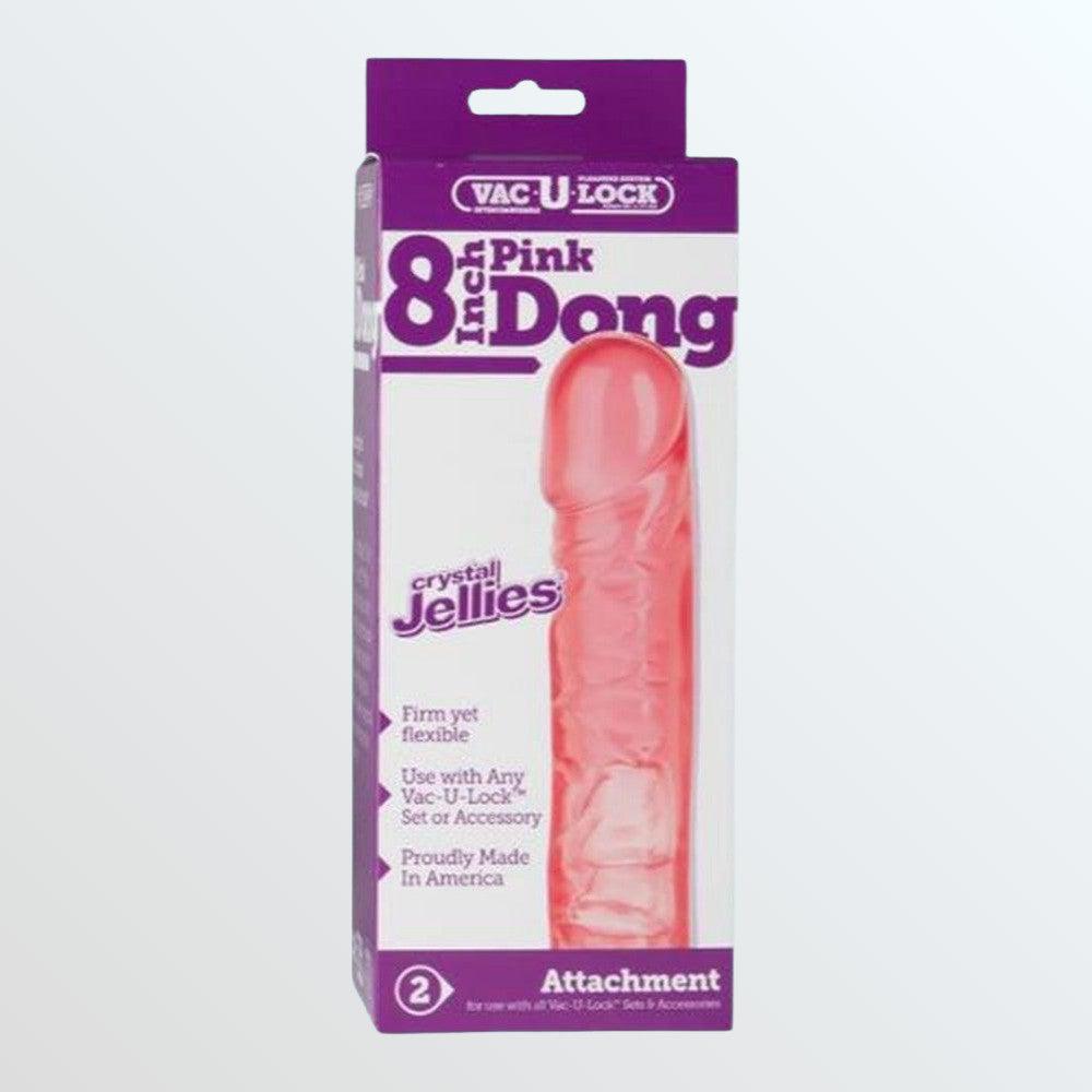 Vac-U-Lock 8" Crystal Jellies Pink Dong for Harnesses by Condomania