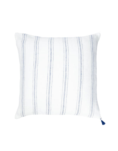 White with Blue Stripes So Soft Linen Pillow by Anaya