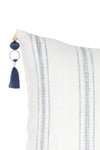 White with Blue Stripes So Soft Linen Pillow by Anaya