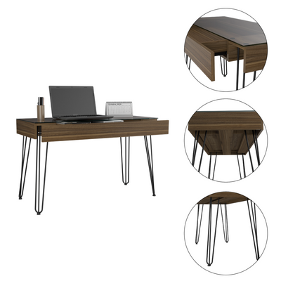 Kyoto 120 Writing Desk, Hairpin Legs, One  Drawer by FM FURNITURE