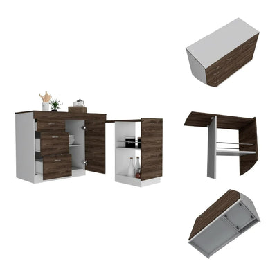 Joliet Kitchen Base Cabinet, Three Drawers, Two Interior Shelves, One Flexible Cabinet by FM FURNITURE