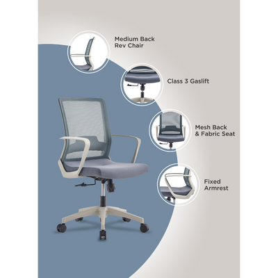 Adelaide Medium Back | Revolving Ergonomic Office Chair