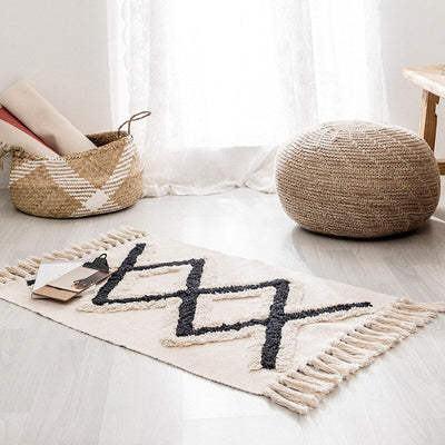 Retro Bohemian Hand Woven Tassel Carpet Rug