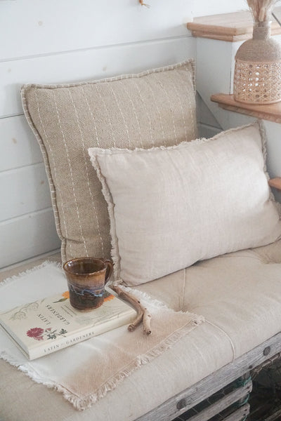 Beige So Soft Linen Pillows by Anaya
