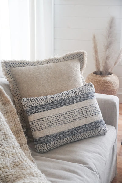 Hand Quilted Border Cotton Pillow by Anaya