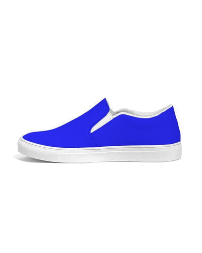 Casual Sneakers, Royal Blue Low Top Canvas Slip-On Sports Shoes by inQue.Style