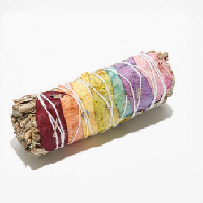 7 Chakra white Sage smudging herbs with  Rose Petals) 3-4" - 3 bundles by OMSutra