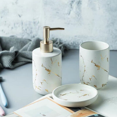 Ceramic imitation marble Bathroom Accessory Set by Blak Hom