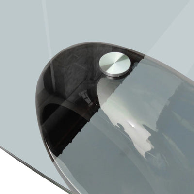 Glossy Black Coffee Table with Oval Glass
