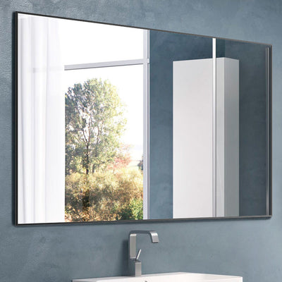 36" x 24" Modern Black Bathroom Mirror with Aluminum Frame by Blak Hom
