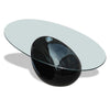 Glossy Black Coffee Table with Oval Glass