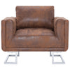 Cube Armchair Brown Faux Suede Leather by Blak Hom