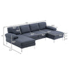 U-Shape Fabric Modular Sofa Dark Gray