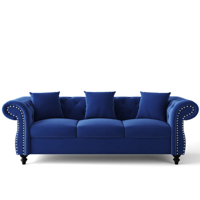 Tufted Velvet Upholstered 3-Seater Sofa