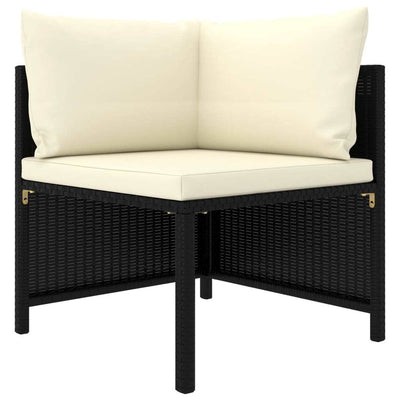 9 Piece Garden Lounge Set with Cushions Poly Rattan (Black)