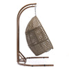 Brown Wicker Hanging Double-Seat Swing Chair with Stand w/Beige Cushion by Blak Hom