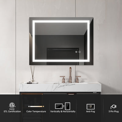 Anti-Fog Dimmable Touch Button LED Bathroom Mirror