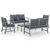 5-Piece Garden Lounge Set with Cushion Solid Acacia Wood (Gray)